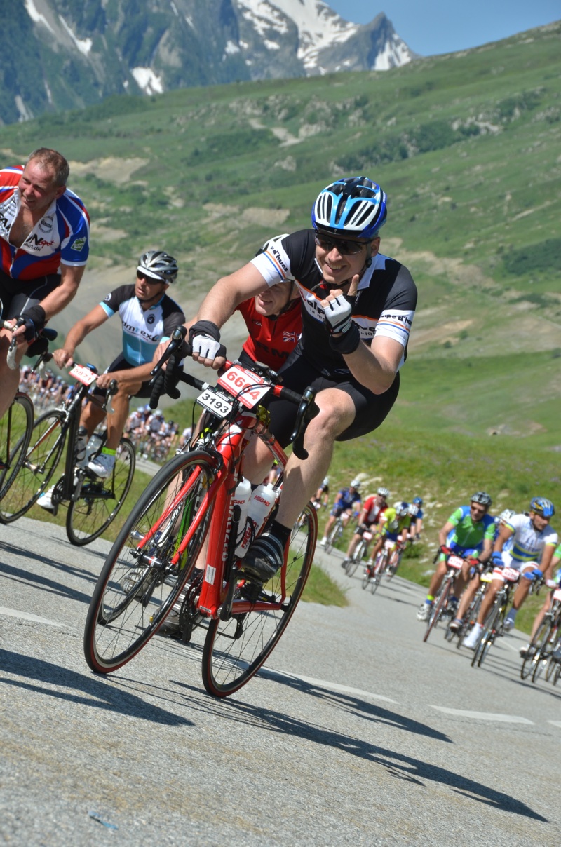 Steve Gordon on the col du Glandon, La Marmotte 2013, France.